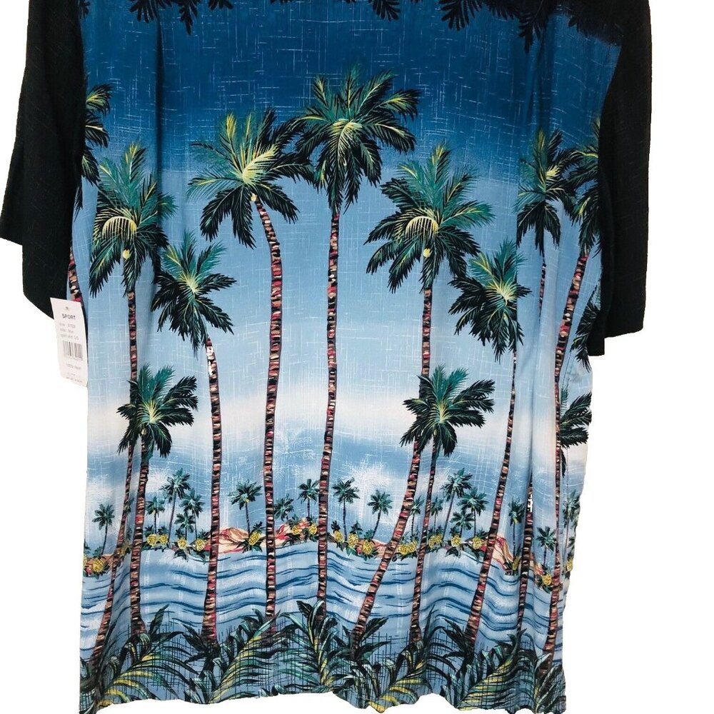 NWT Hawaiian Shirt Men L Allover Aloha Print Camp Tropical Beachy Coastal CAMPIA - Picture 2 of 9